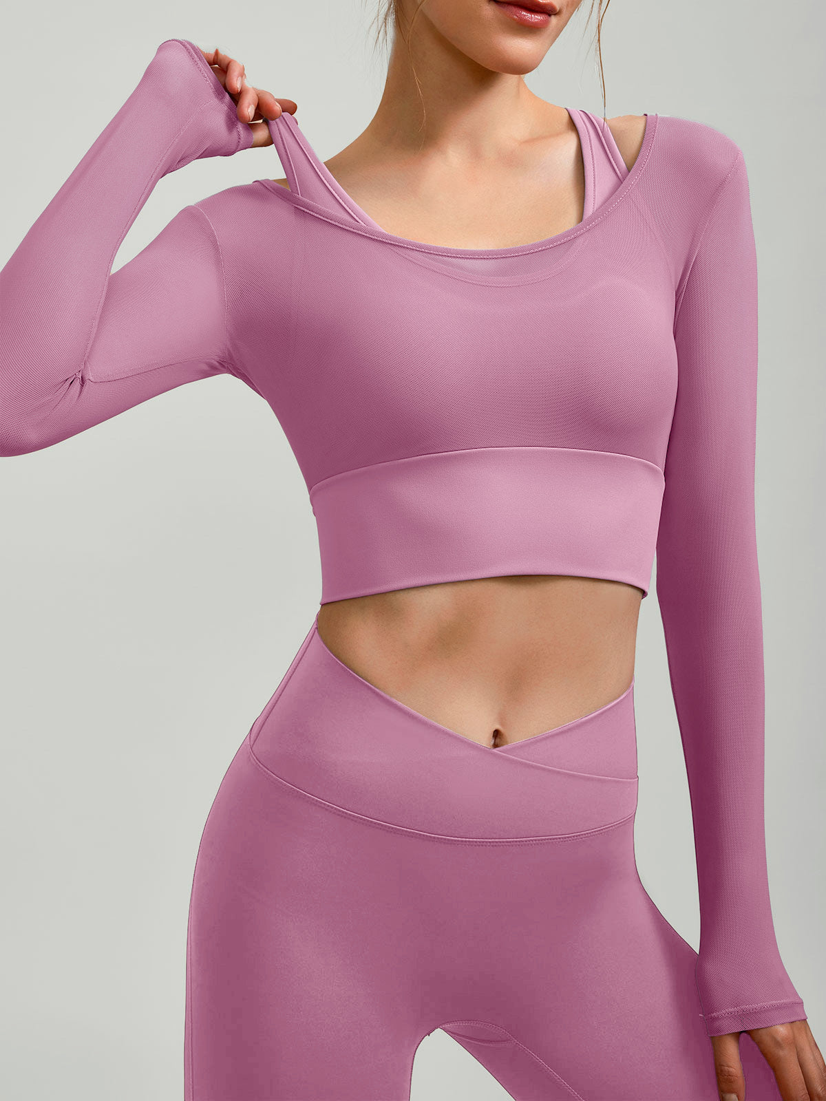 Women's Knitted Nylon Yoga Long Sleeve Top Sustainable Yoga Tops - BERLOOK