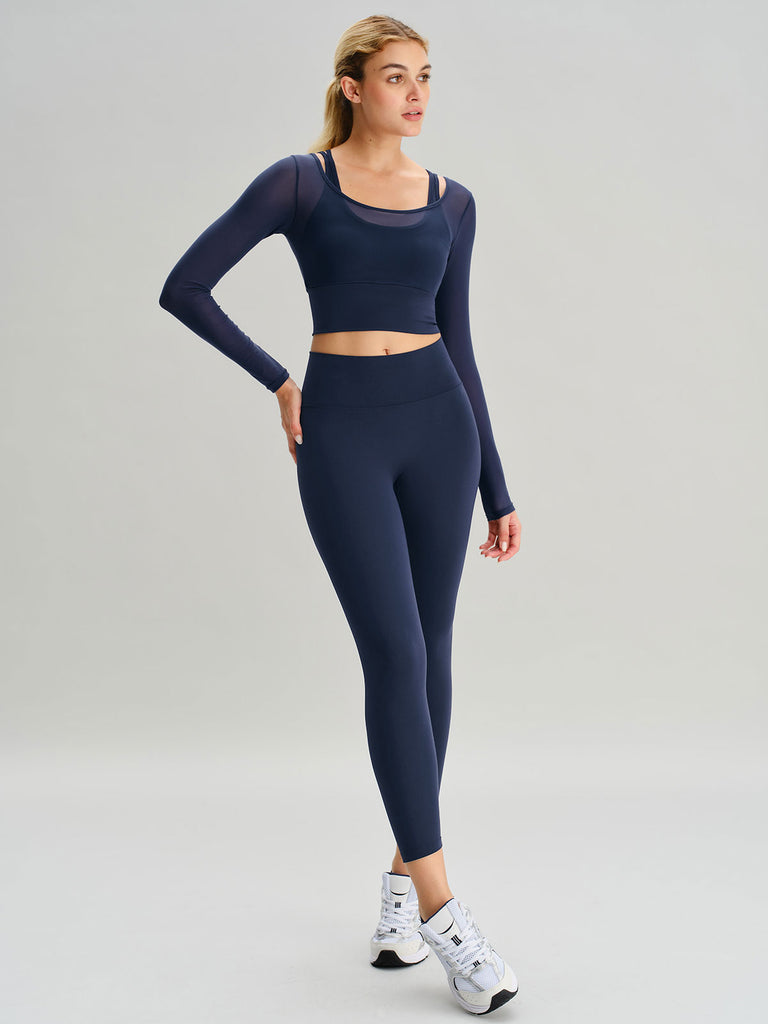 Women's Knitted Nylon Yoga Long Sleeve Top Sustainable Yoga Tops - BERLOOK