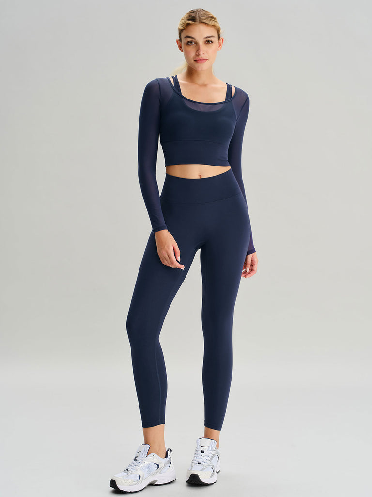 Women's Knitted Nylon Yoga Long Sleeve Top Sustainable Yoga Tops - BERLOOK