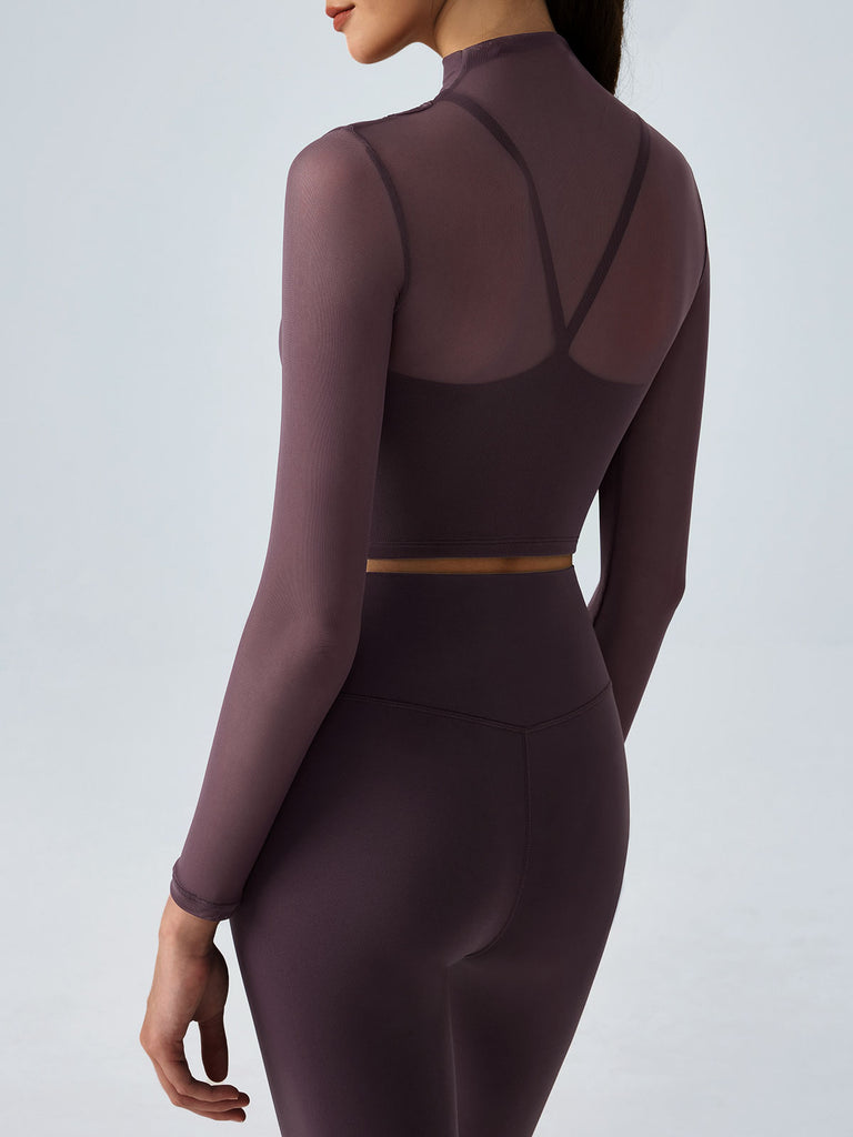 Women's Knitted Nylon Yoga Long Sleeve Top Sustainable Yoga Tops - BERLOOK