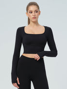 Women's Knitted Nylon Yoga Long Sleeve Top Sustainable Yoga Tops - BERLOOK