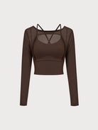 Women's Knitted Nylon Yoga Long Sleeve Top Sustainable Yoga Tops - BERLOOK
