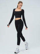 Women's Knitted Nylon Yoga Long Sleeve Top Sustainable Yoga Tops - BERLOOK