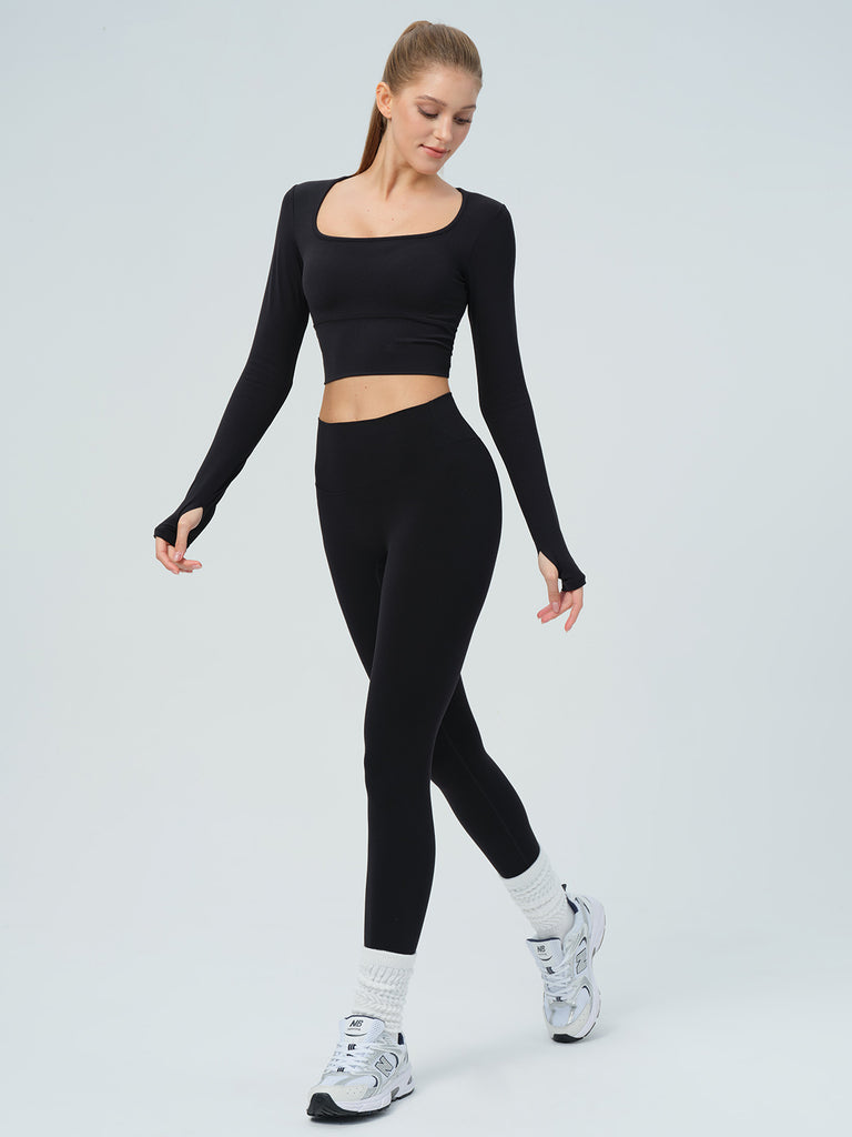 Women's Knitted Nylon Yoga Long Sleeve Top Sustainable Yoga Tops - BERLOOK