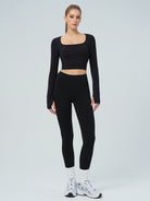 Women's Knitted Nylon Yoga Long Sleeve Top Sustainable Yoga Tops - BERLOOK