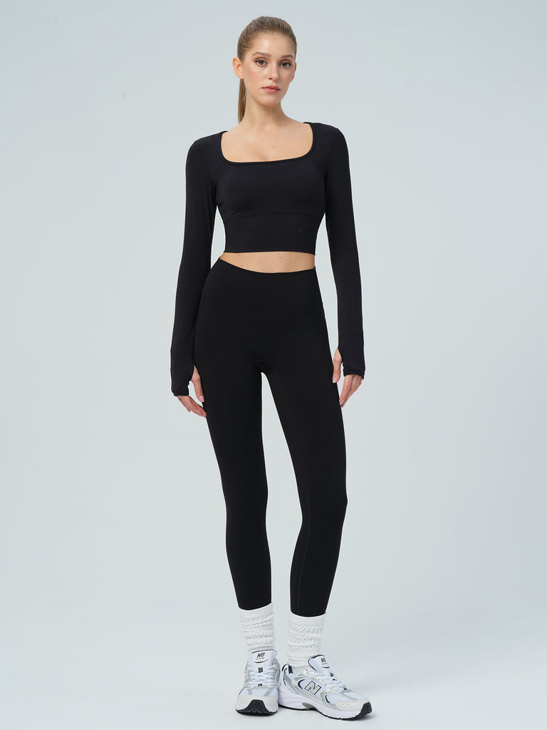 Women's Knitted Nylon Yoga Long Sleeve Top Sustainable Yoga Tops - BERLOOK