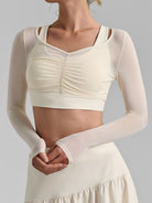 Women's Knitted Nylon Yoga Long Sleeve Tops Sustainable Yoga Tops - BERLOOK