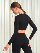 Women's Knitted Nylon Yoga Long Sleeve Tops Sustainable - BERLOOK - 02