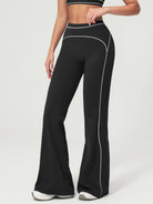 Women's Knitted Nylon Yoga Pants Black Sustainable - BERLOOK