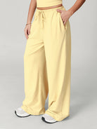 Women's Knitted Nylon Yoga Pants Light Yellow Sustainable - BERLOOK