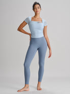 Women's Knitted Nylon Yoga Short Sleeve Tops Sustainable Yoga Tops - BERLOOK