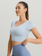 Women's Knitted Nylon Yoga Short Sleeve Tops Sustainable Yoga Tops - BERLOOK