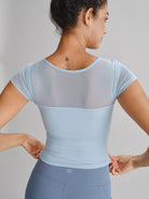 Women's Knitted Nylon Yoga Short Sleeve Tops Sustainable Yoga Tops - BERLOOK