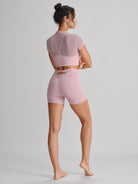 Women's Knitted Nylon Yoga Short Sleeve Tops Sustainable Yoga Tops - BERLOOK