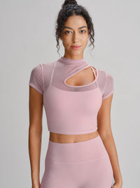 Women's Knitted Nylon Yoga Short Sleeve Tops Sustainable Yoga Tops - BERLOOK