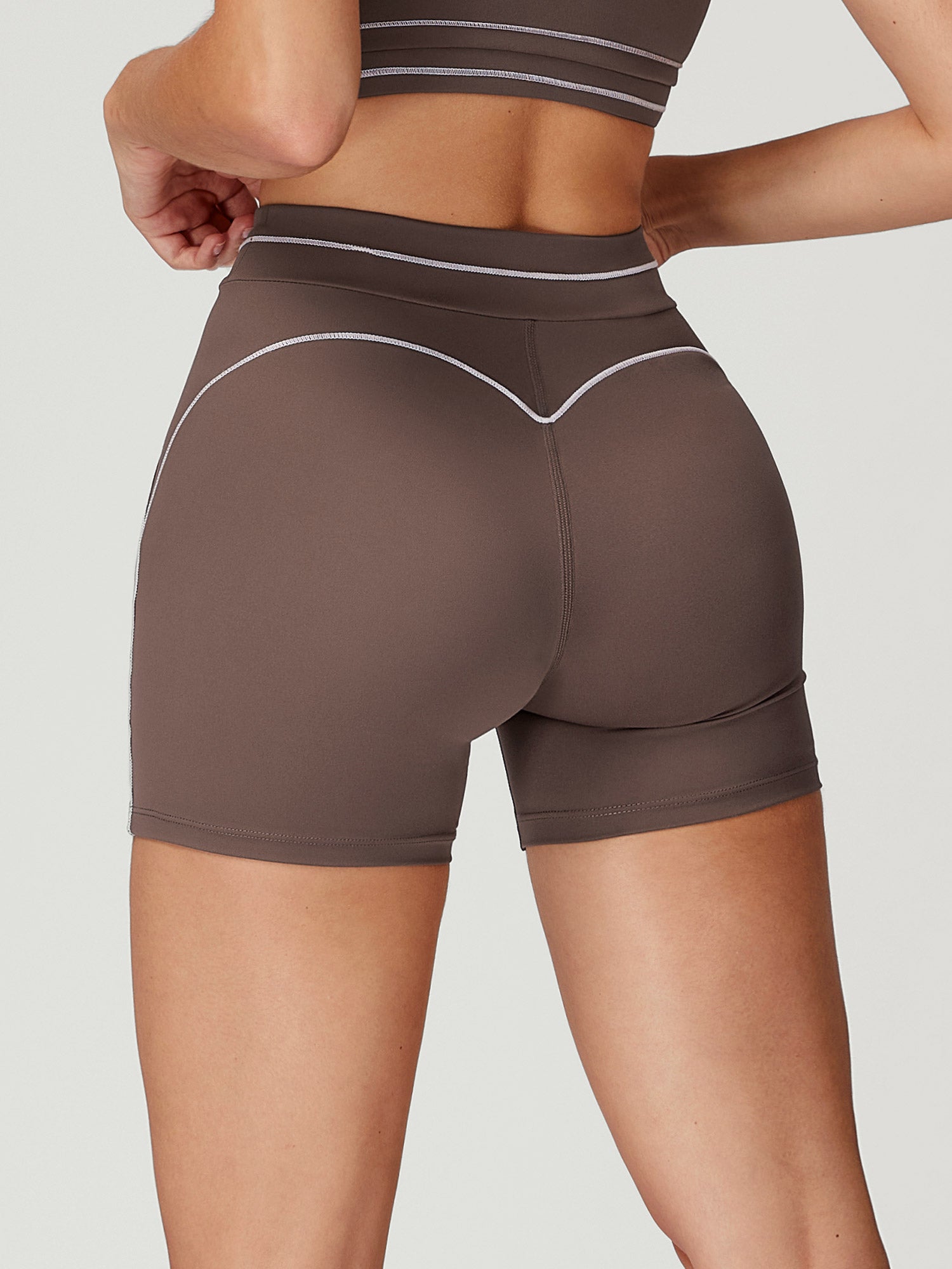 Women's Knitted Nylon Yoga Shorts Coffee Sustainable - BERLOOK