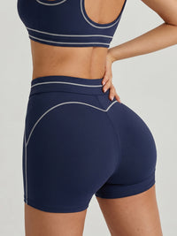 Women's Knitted Nylon Yoga Shorts Navy Sustainable Yoga Bottoms - BERLOOK