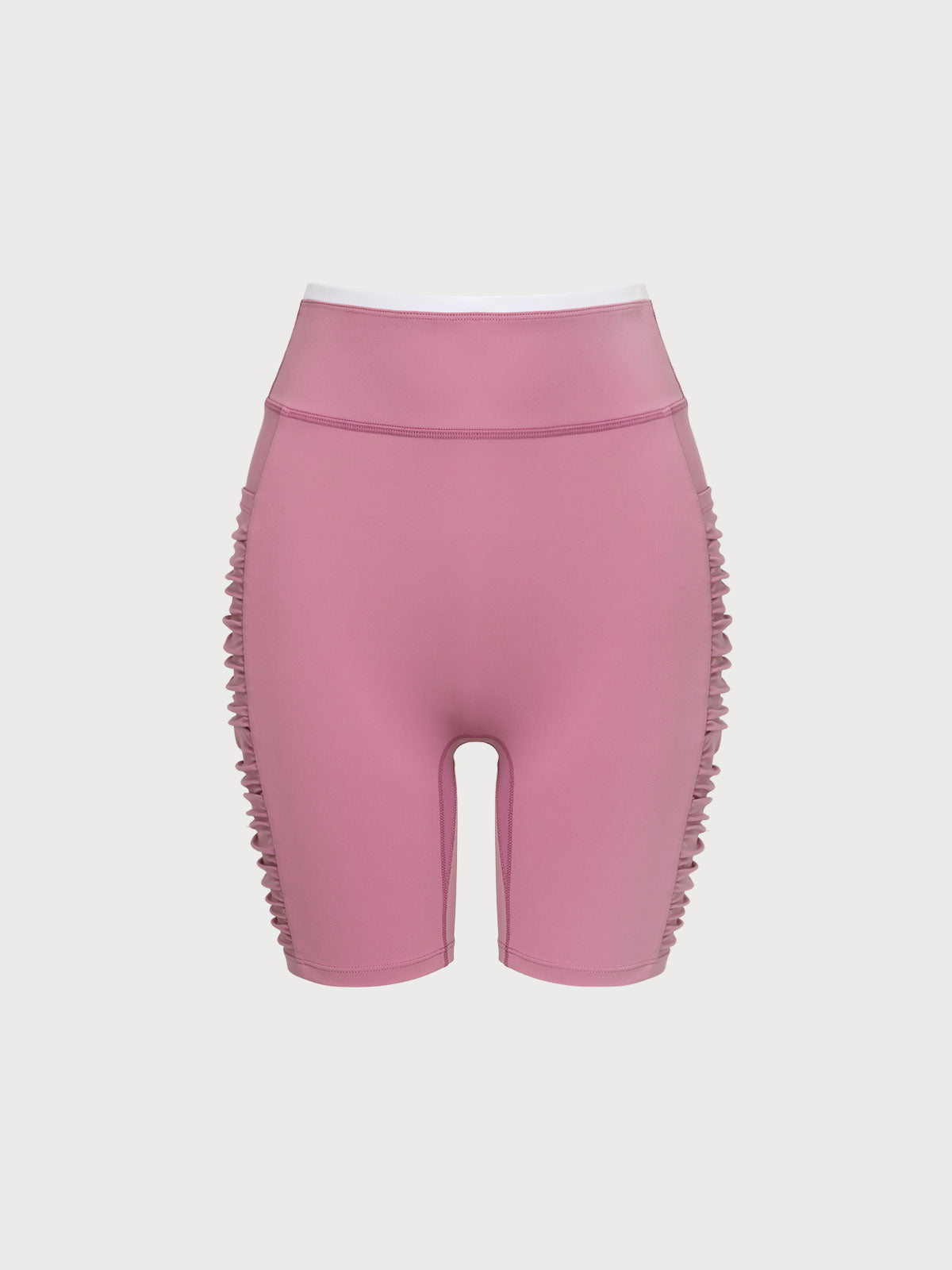 Women's Knitted Nylon Yoga Shorts Pink Sustainable Yoga Bottoms - BERLOOK