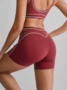 Women's Knitted Nylon Yoga Shorts Red Sustainable Yoga Bottoms - BERLOOK