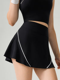 Women's Knitted Nylon Yoga Skirt Black Sustainable Yoga Bottoms - BERLOOK