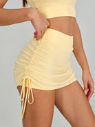 Women's Knitted Nylon Yoga Skirt Light Yellow Sustainable Yoga Bottoms - BERLOOK