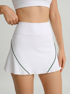 Women's Knitted Nylon Yoga Skirt White Sustainable Yoga Bottoms - BERLOOK