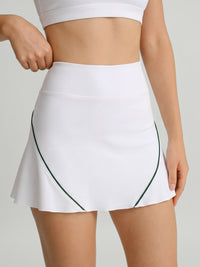 Women's Knitted Nylon Yoga Skirt White Sustainable Yoga Bottoms - BERLOOK