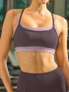 Women's Knitted Nylon Yoga Sports Bra Purple Sustainable Yoga Tops - BERLOOK