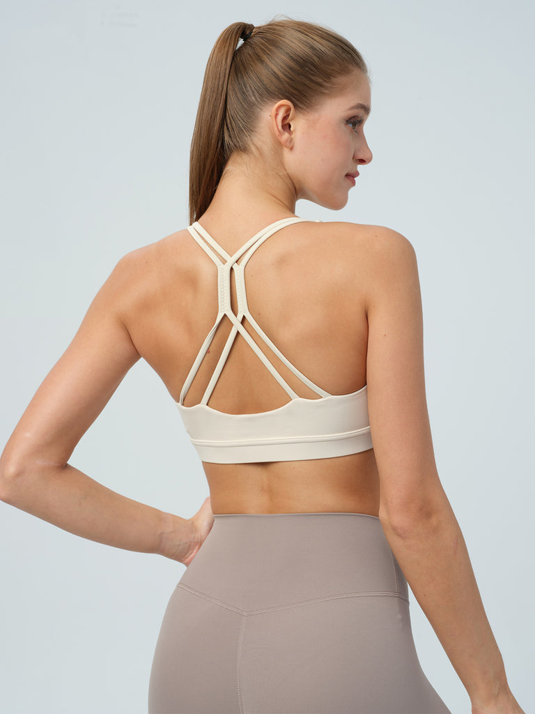 Women's Knitted Nylon Yoga Sports Bra Sustainable Yoga Tops - BERLOOK