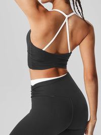 Women's Knitted Nylon Yoga Sports Bras Black Sustainable Yoga Tops - BERLOOK