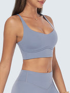 Women's Knitted Nylon Yoga Sports Bras Blue Sustainable Yoga Tops - BERLOOK