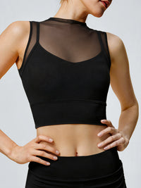 Women's Knitted Nylon Yoga Tank Top Black Sustainable Yoga Tops - BERLOOK