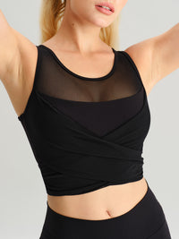 Women's Knitted Nylon Yoga Tank Top Black Sustainable Yoga Tops - BERLOOK