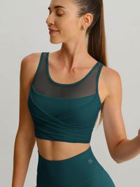 Women's Knitted Nylon Yoga Tank Top Blue Sustainable Yoga Tops - BERLOOK