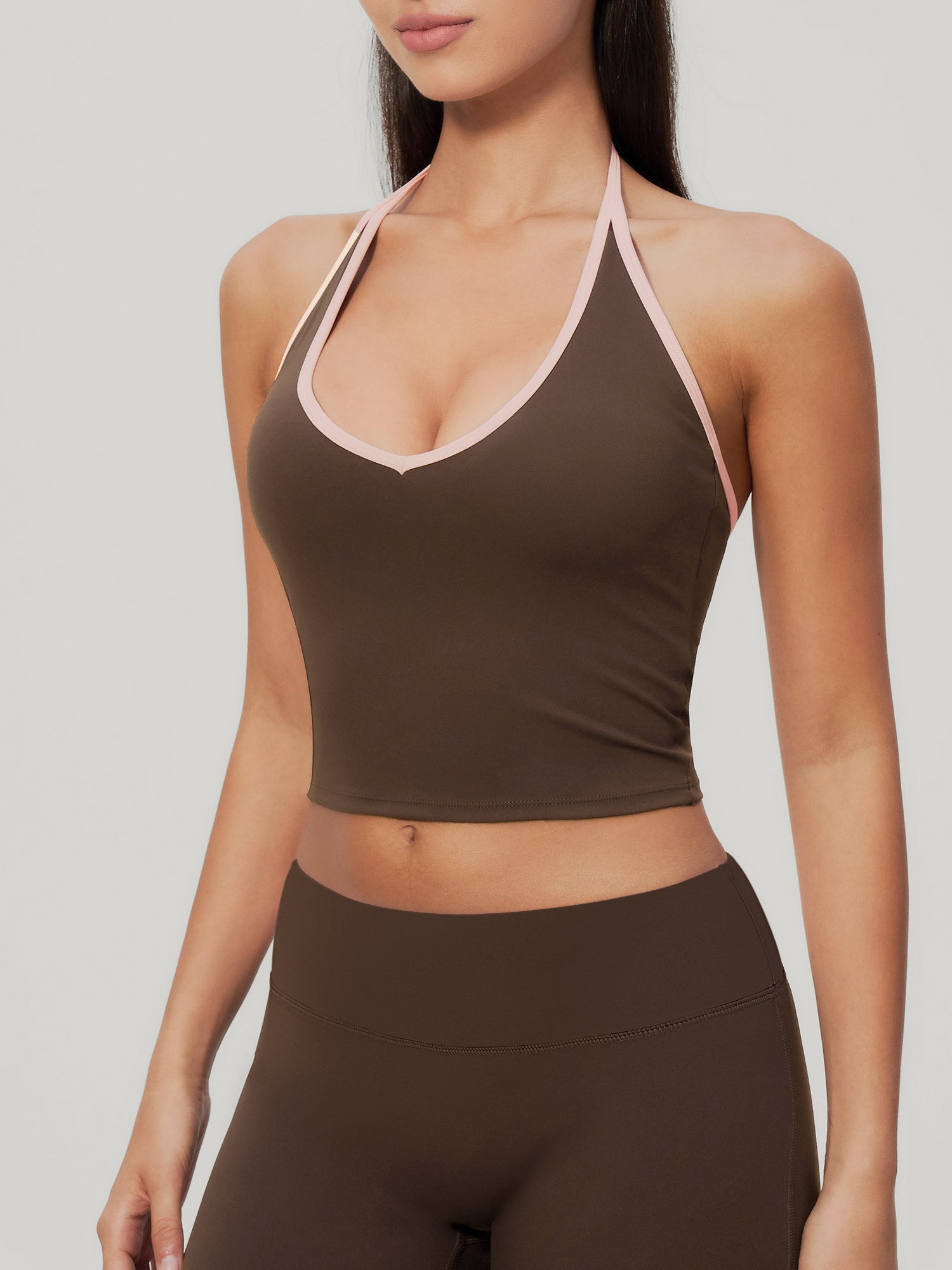 Women's Knitted Nylon Yoga Tank Top Coffee Sustainable - BERLOOK