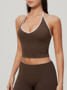 Women's Knitted Nylon Yoga Tank Top Coffee Sustainable - BERLOOK