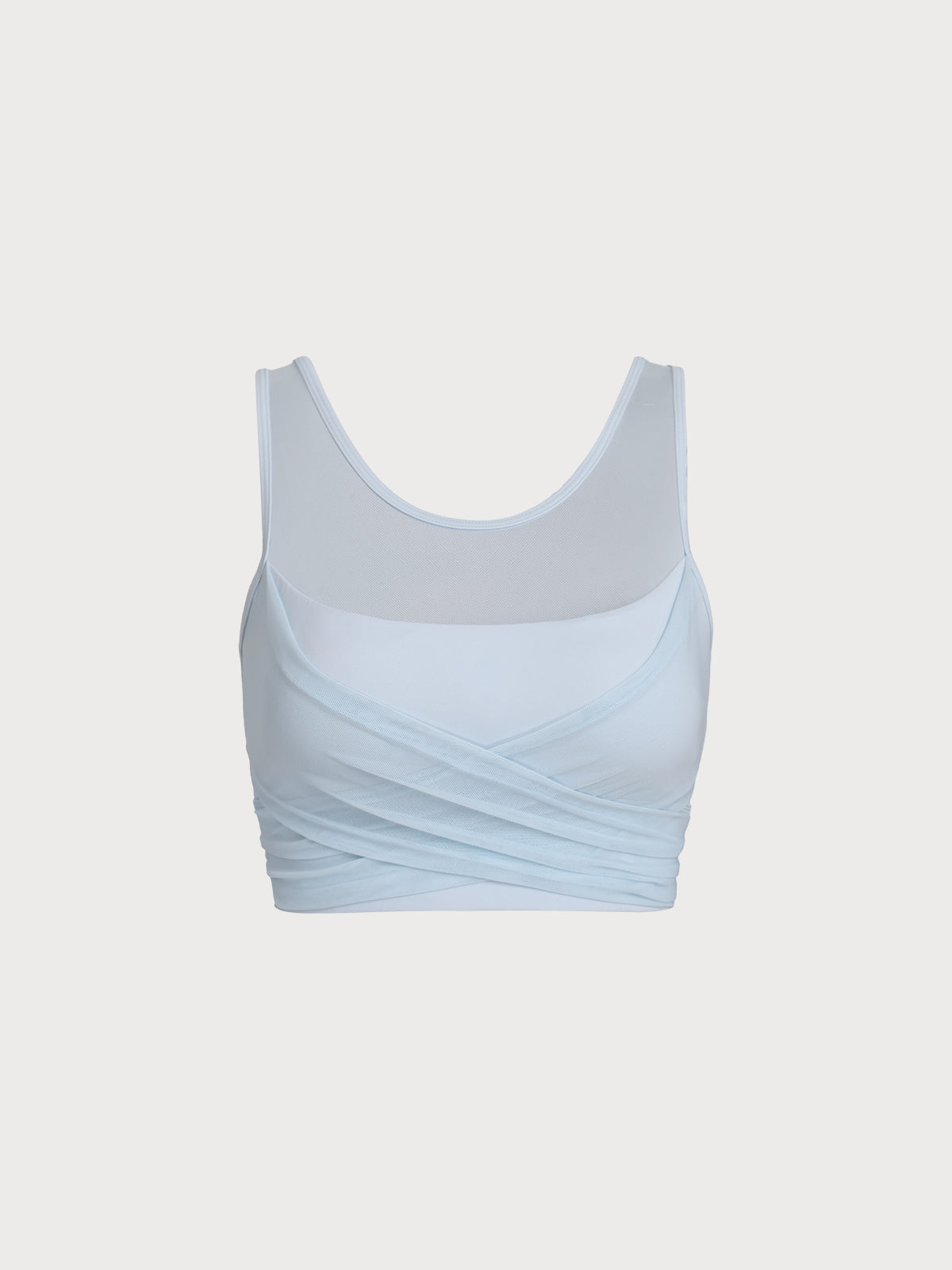 Women's Knitted Nylon Yoga Tank Top Light Blue Sustainable Yoga Tops - BERLOOK