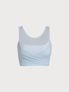 Women's Knitted Nylon Yoga Tank Top Light Blue Sustainable Yoga Tops - BERLOOK