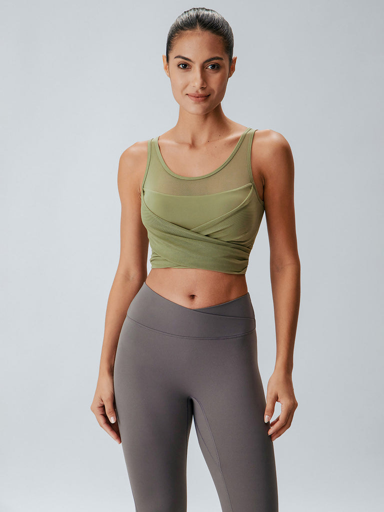 Women's Knitted Nylon Yoga Tank Top Sustainable Yoga Tops - BERLOOK