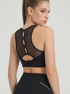 Women's Knitted Nylon Yoga Tank Tops Black Sustainable Yoga Tops - BERLOOK
