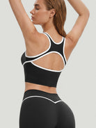 Women's Knitted Nylon Yoga Tank Tops Black Sustainable Yoga Tops - BERLOOK