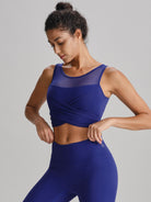 Women's Knitted Nylon Yoga Tank Tops Blue Sustainable Yoga Tops - BERLOOK