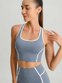 Women's Knitted Nylon Yoga Tank Tops Dusty Blue Sustainable Yoga Tops - BERLOOK