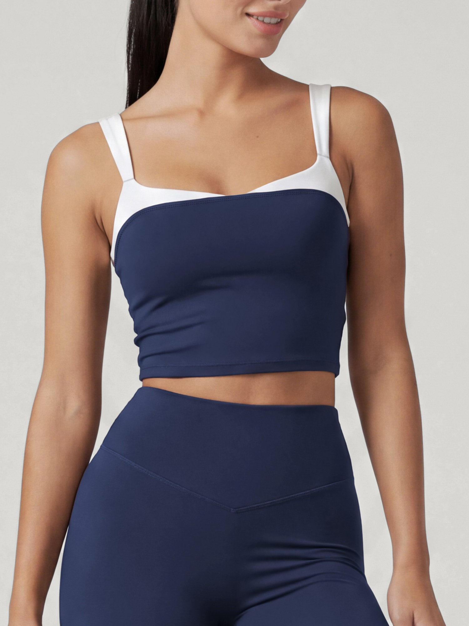 Women's Knitted Nylon Yoga Tank Tops Navy Sustainable - BERLOOK