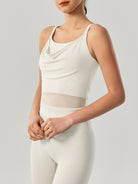 Women's Knitted Nylon Yoga Tank Tops Off White Sustainable - BERLOOK
