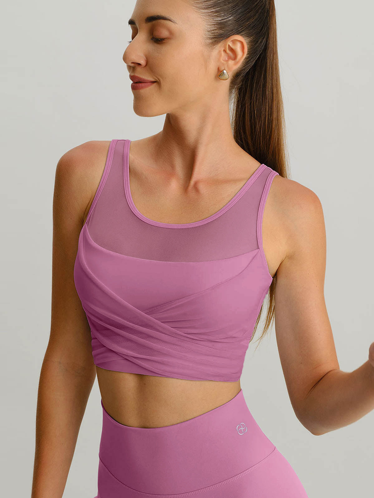 Women's Knitted Nylon Yoga Tank Tops Pink Sustainable Yoga Tops - BERLOOK