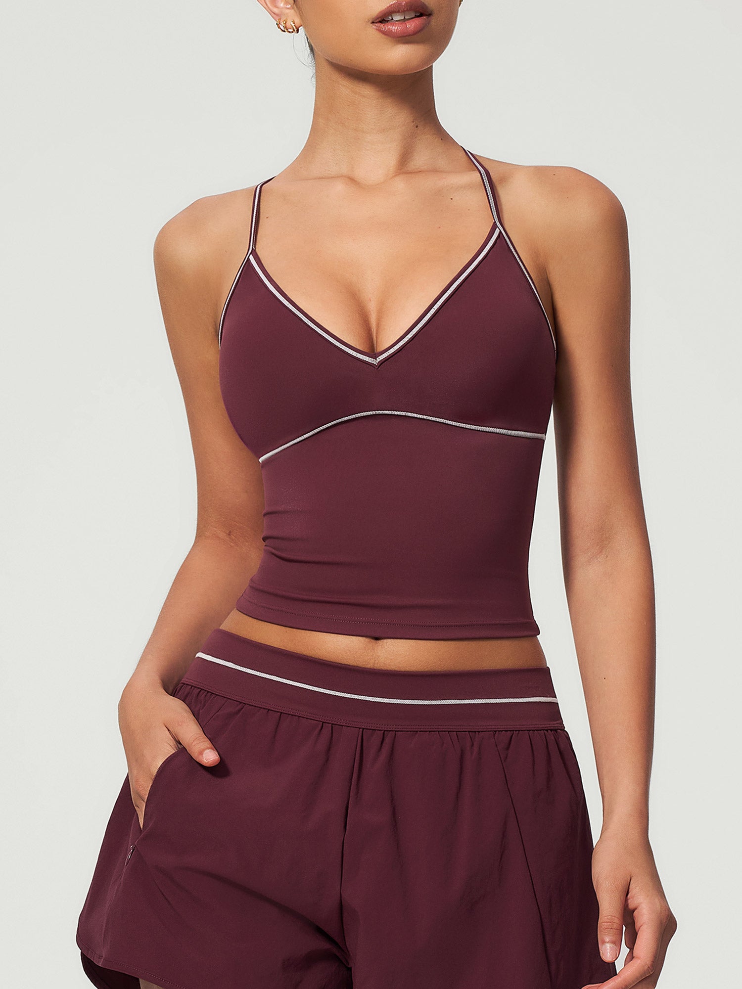 Women's Knitted Nylon Yoga Tank Tops Red Sustainable Yoga Tops - BERLOOK