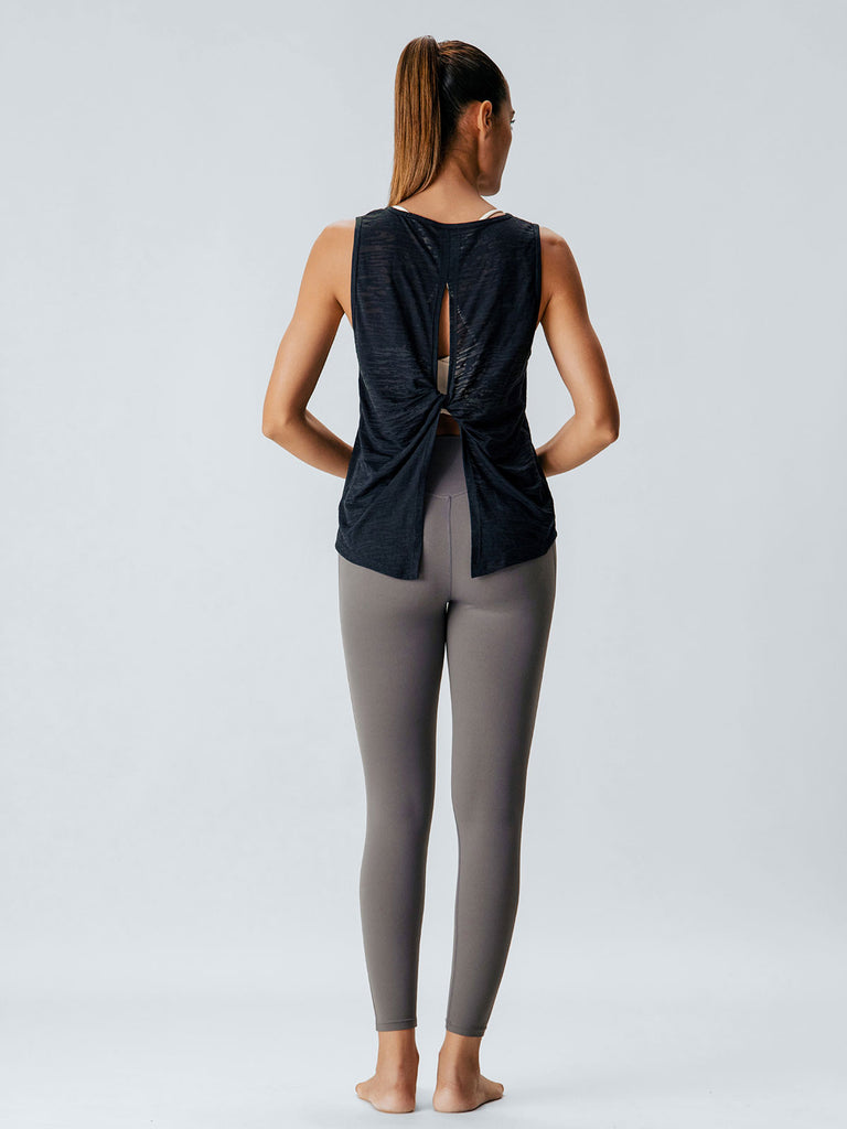 Women's Knitted Polyester-Cotton Blended Sports Vest Sustainable Yoga Tops - BERLOOK