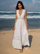 Women's Knitted Polyester Beach Dress White Sustainable Beach Dress - BERLOOK