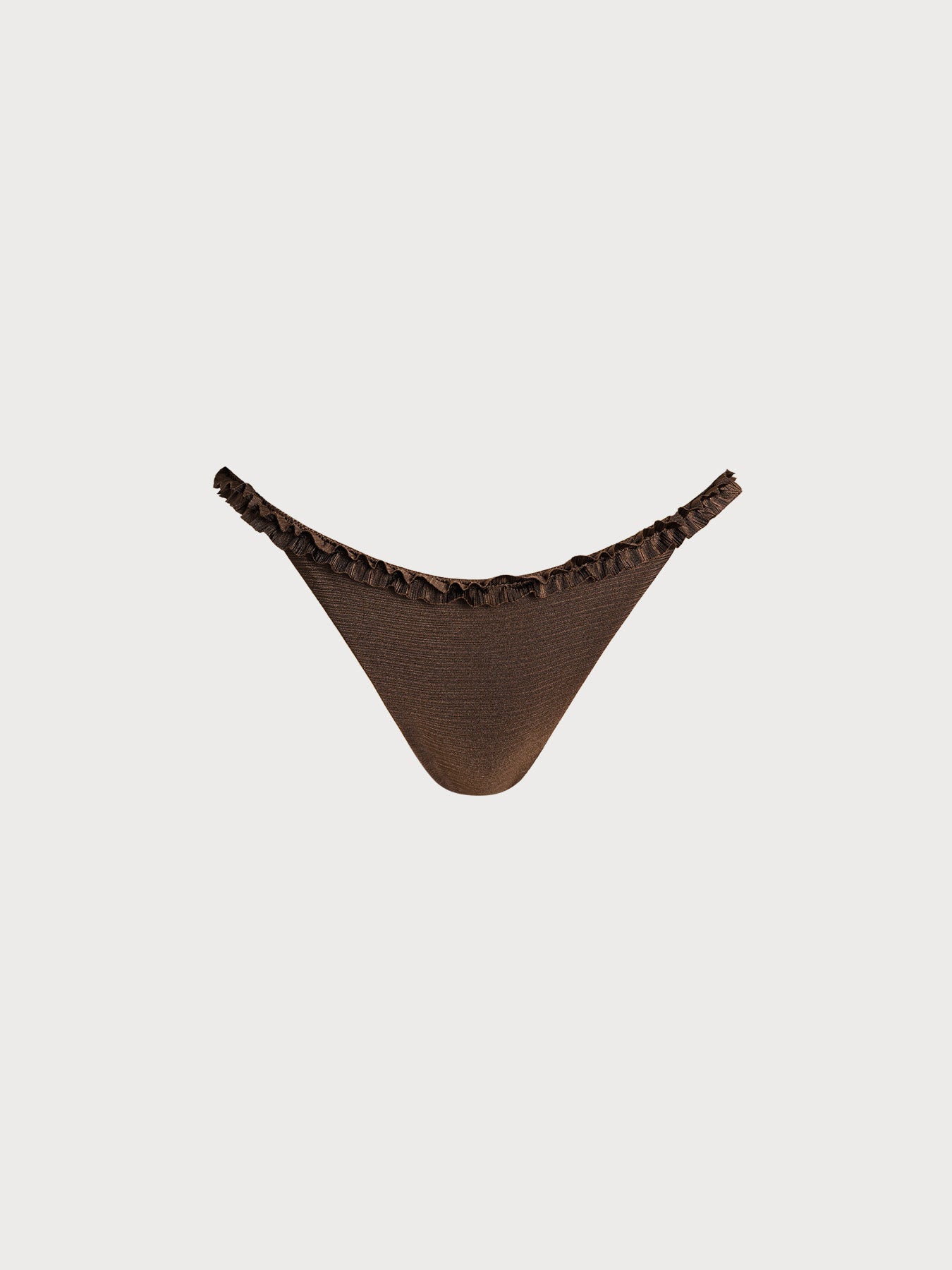 Women's Knitted Polyester Bikini Bottoms Dark Coffee Sustainable Bikinis - BERLOOK